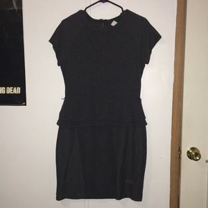 B. Smart Dark Charcoal Gray Peplum Dress